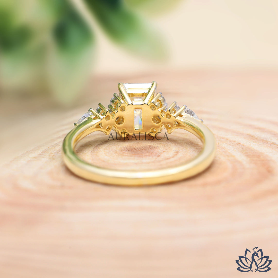 Radiant & Pear Accent Diamond Ring - Lab Grown