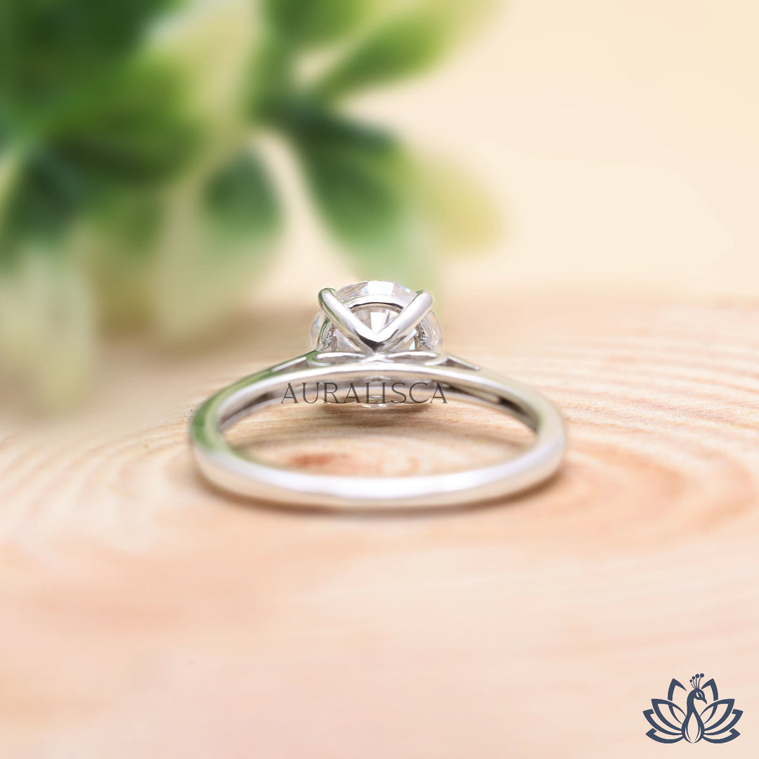 Round Solitaire Diamond Ring (Minimal Band) - Lab Grown