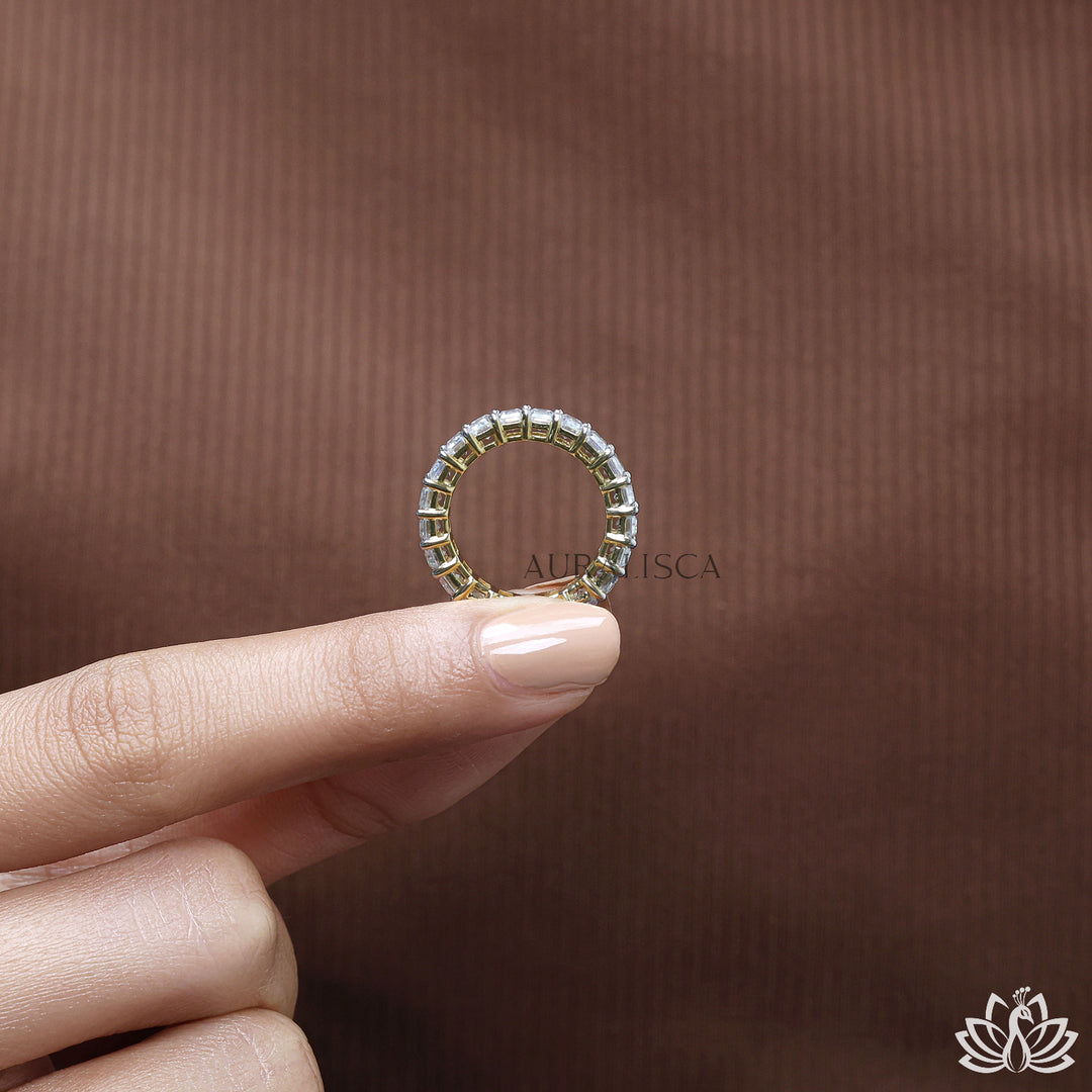 Emerald Full Eternity Diamond Ring - Lab Grown