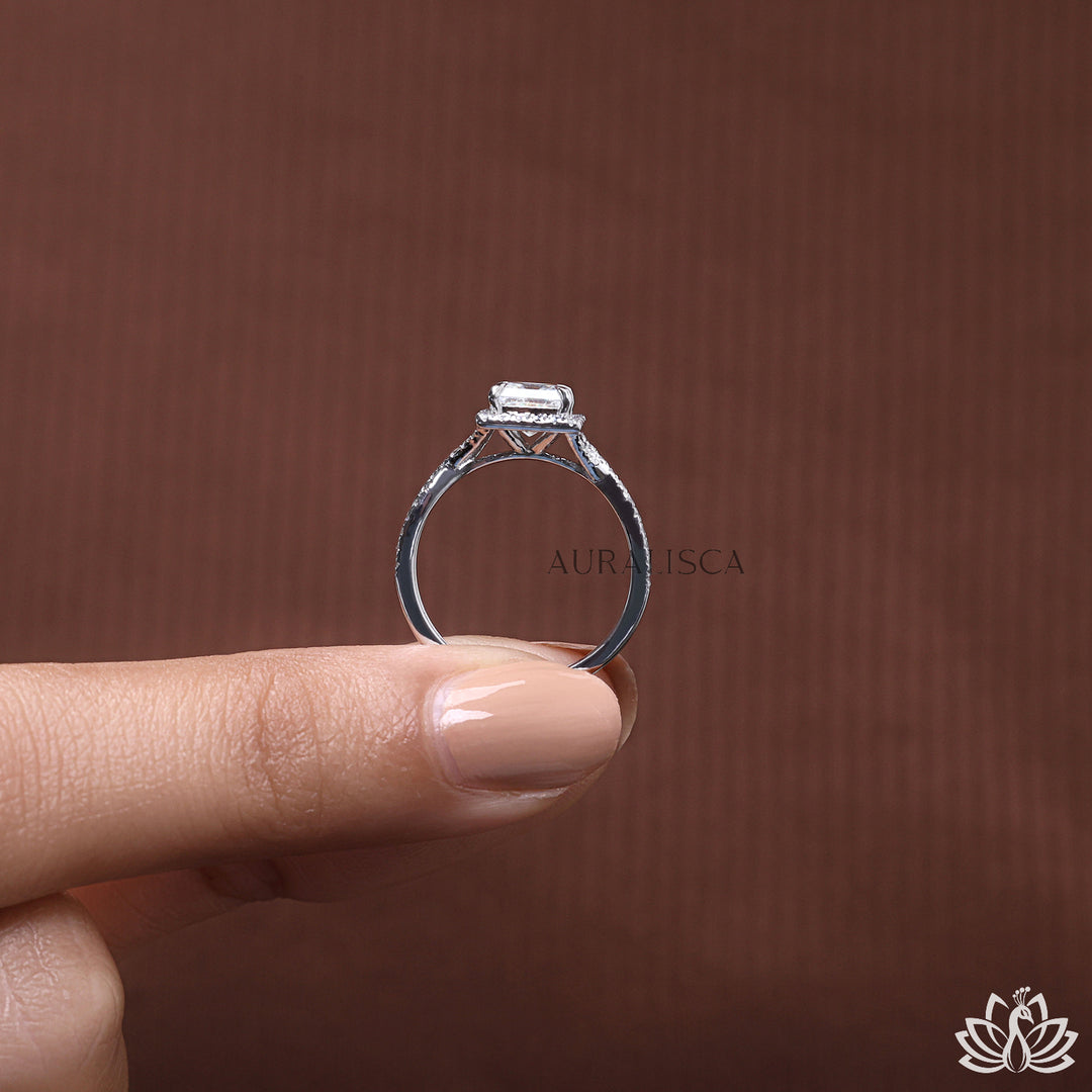 Princess Halo Diamond Engagement Ring - Lab Grown
