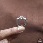 Load image into Gallery viewer, Emerald Three Stone Diamond Ring (Premium) - Moissanite Diamond