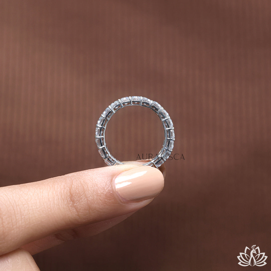 Emerald Diamond Eternity Ring - Moissanite Diamond