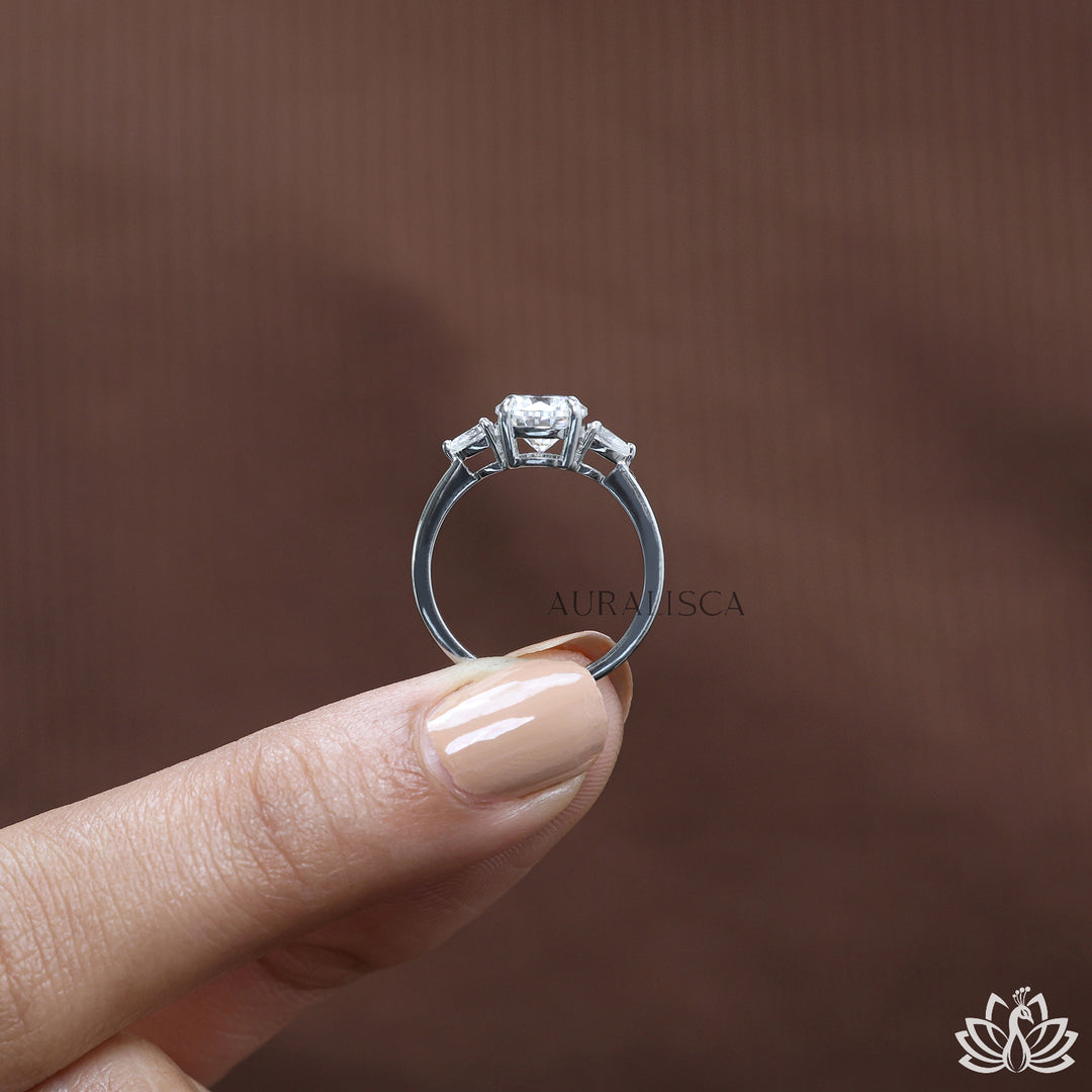 Round Three Stone Diamond Ring -  Lab Grown