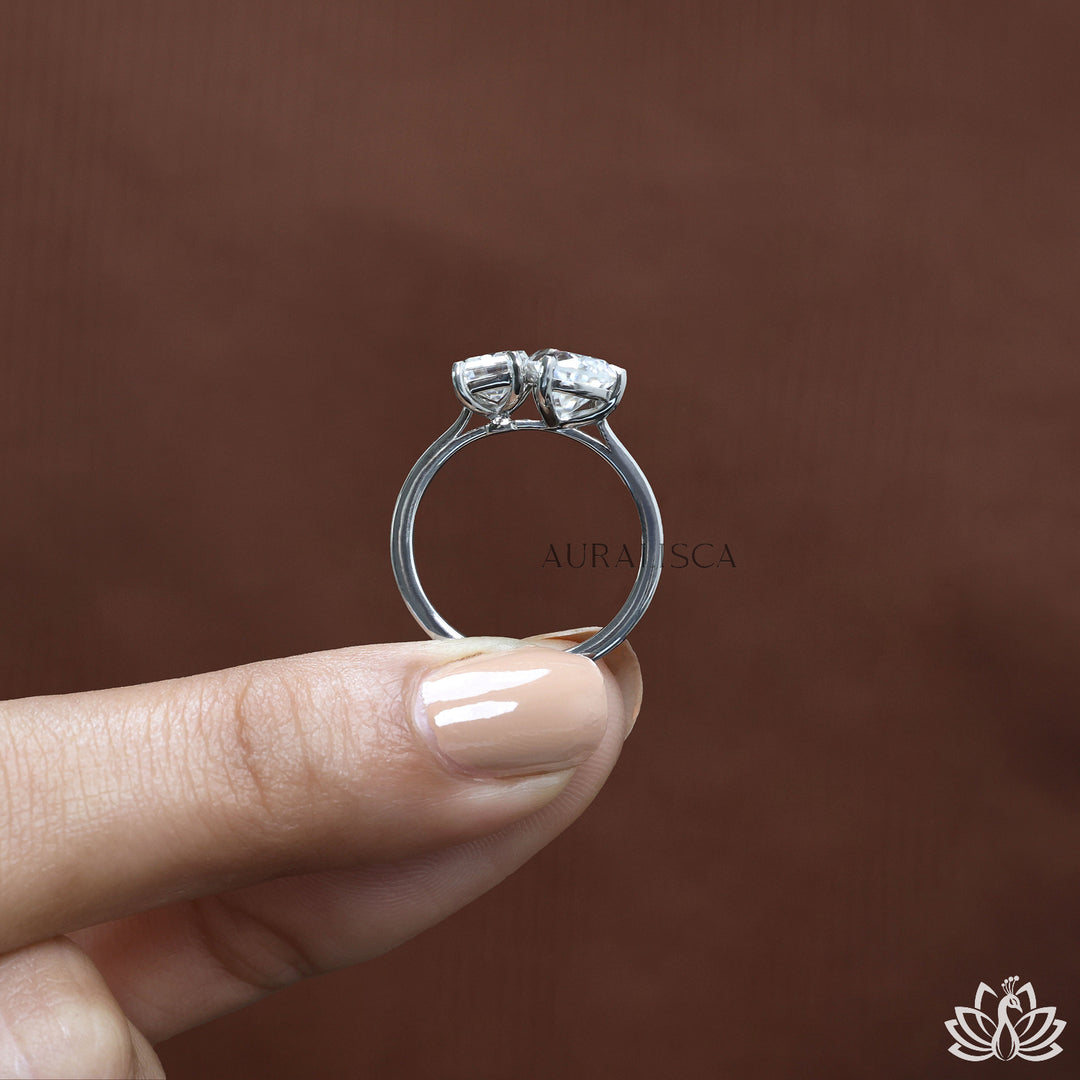 Pear & Radiant Two Stone Diamond Ring - Lab Grown