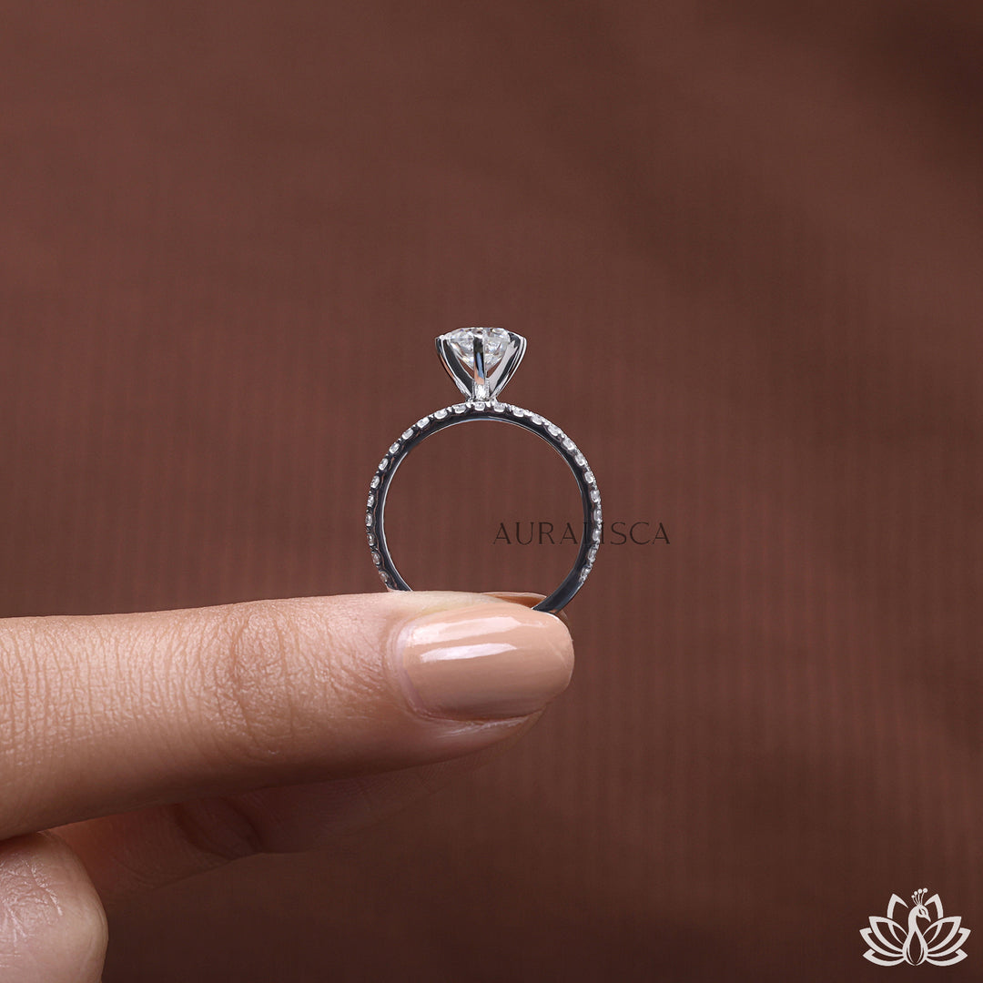 Round Wide Band Diamond Ring - Lab Grown