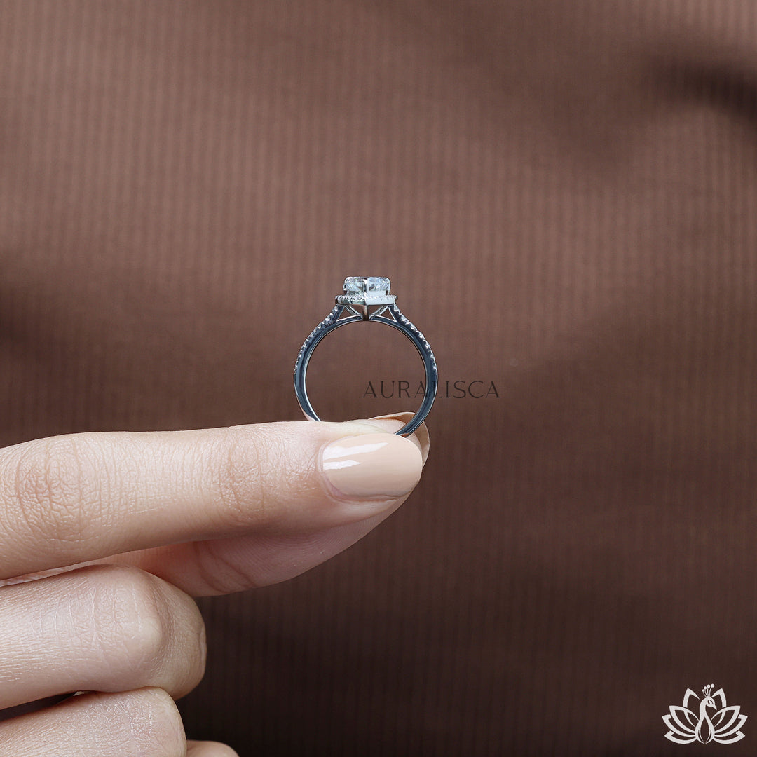 Heart Halo Diamond Engagement Ring - Lab Grown