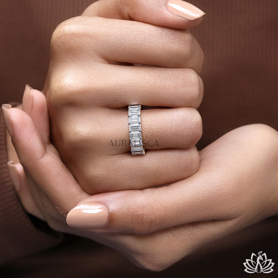 Emerald Full Eternity Diamond Ring - Lab Grown