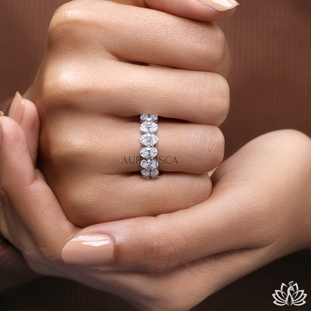Oval Eternity Diamond Band - Moissanite Diamond