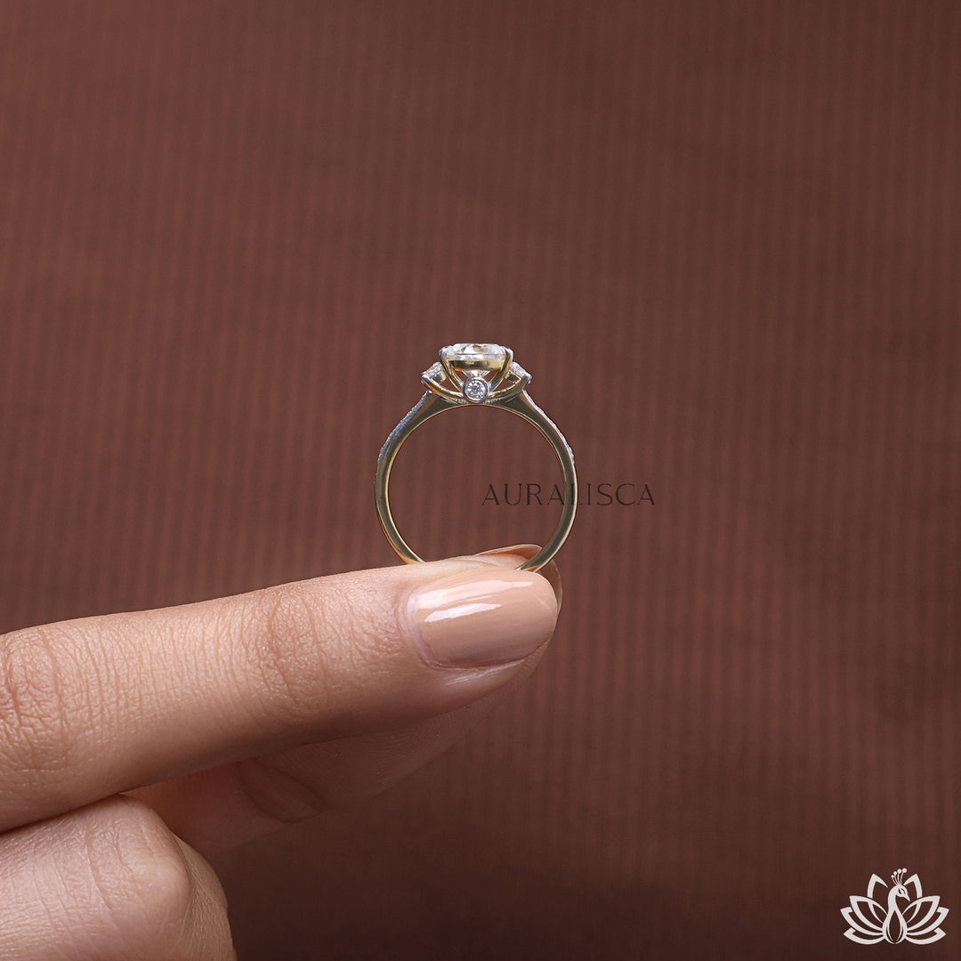 Round Three Stone Diamond Ring - Lab Grown