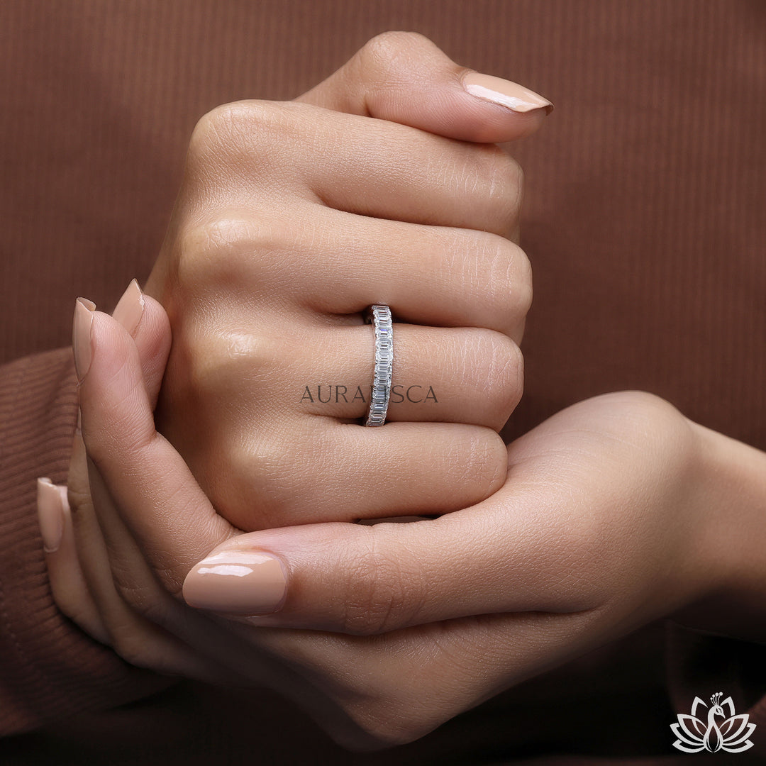 Emerald Eternity Diamond Band - Lab Grown