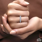 Load image into Gallery viewer, Emerald Diamond Eternity Ring - Moissanite Diamond