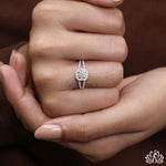 Load image into Gallery viewer, Round Halo Diamond Engagement Ring (Split Band) - Lab Grown