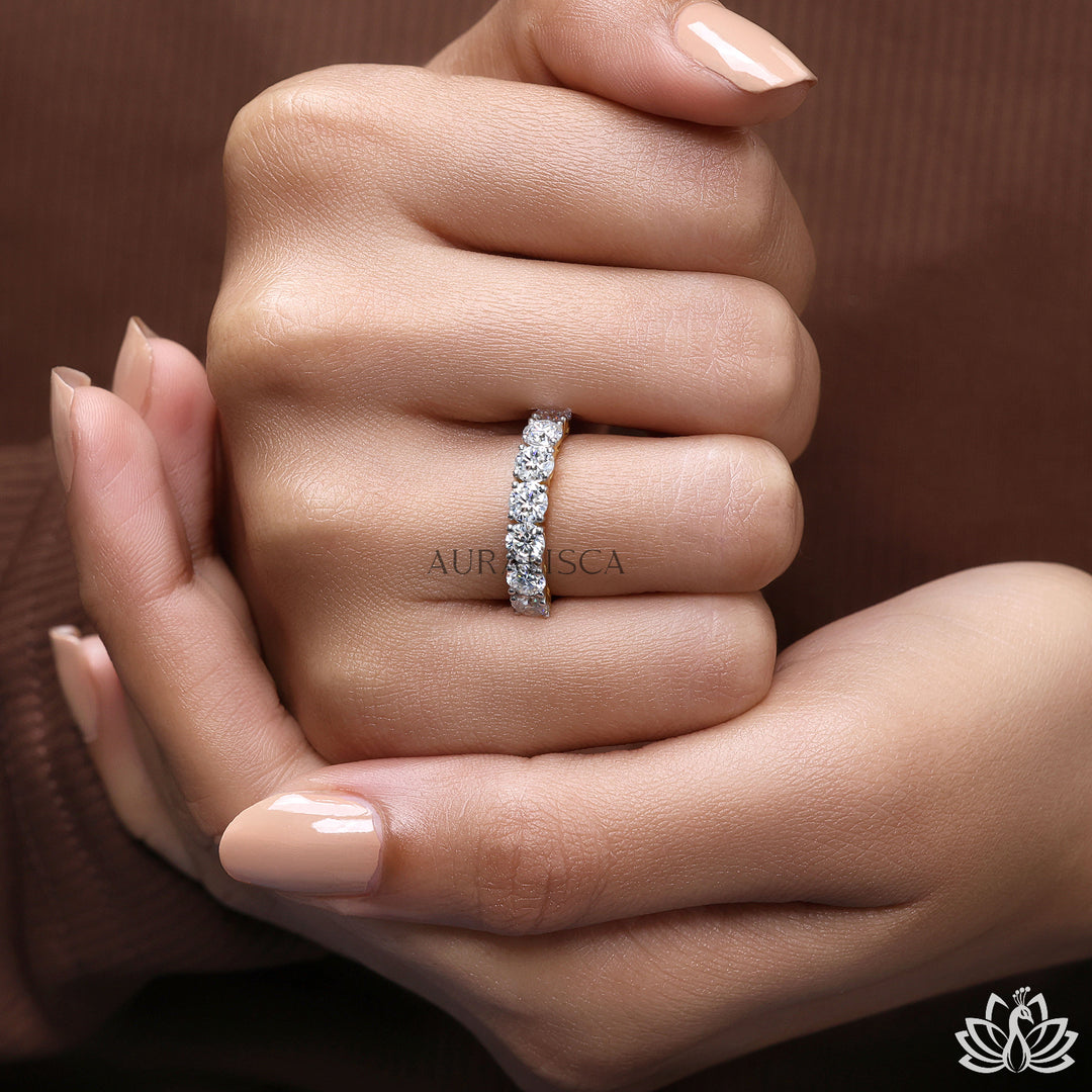 Round Half Eternity Diamond Ring - Lab Grown