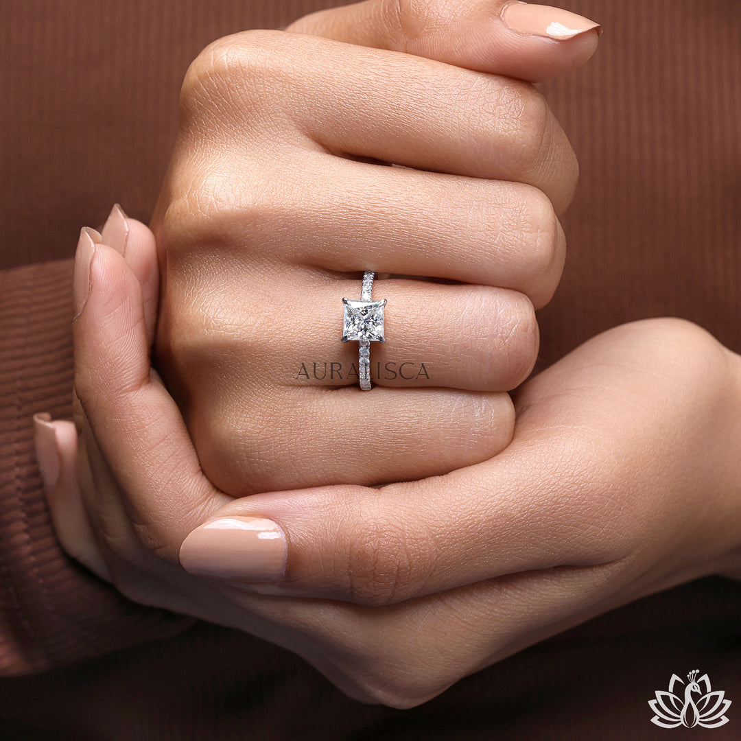 Princess Solitaire Diamond Engagement Ring - Lab Grown