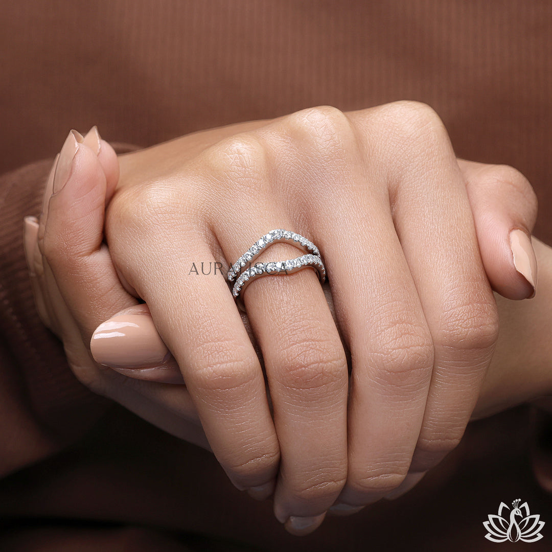 Round Designer Diamond Ring (Open Band) - Lab Grown