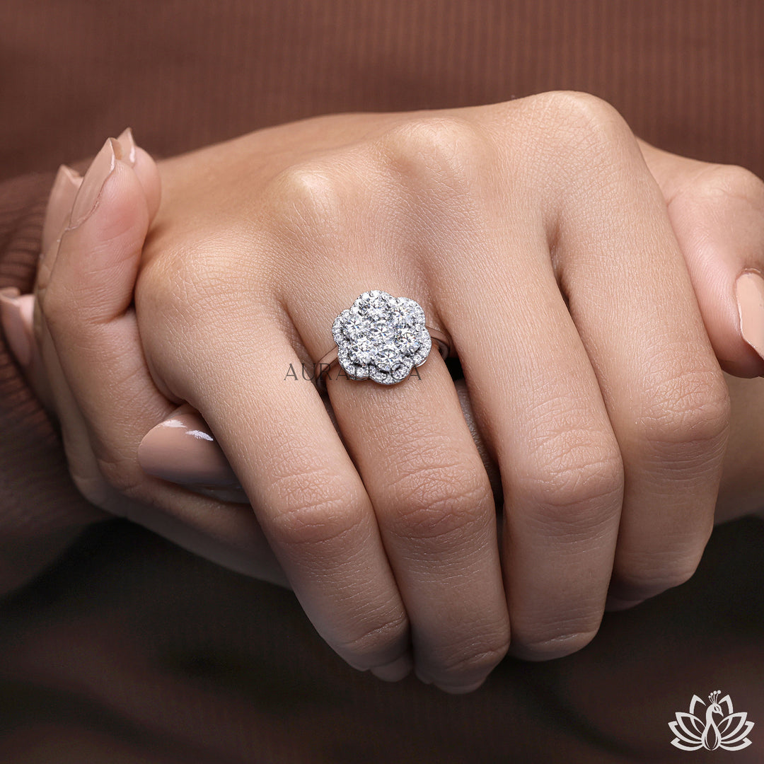 Round Cluster Diamond Ring - Lab Grown