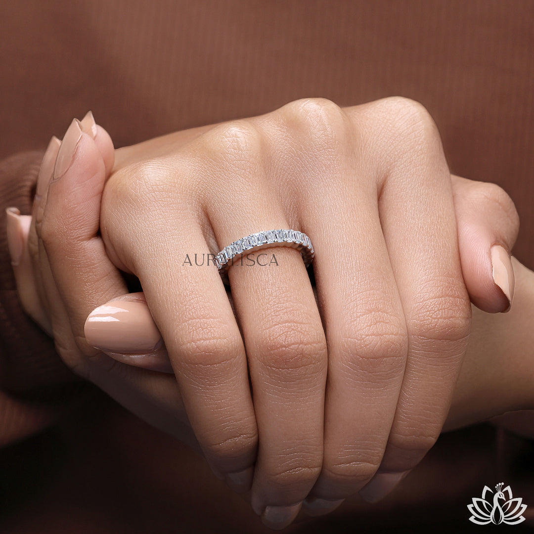 Emerald Eternity Diamond Band - Lab Grown