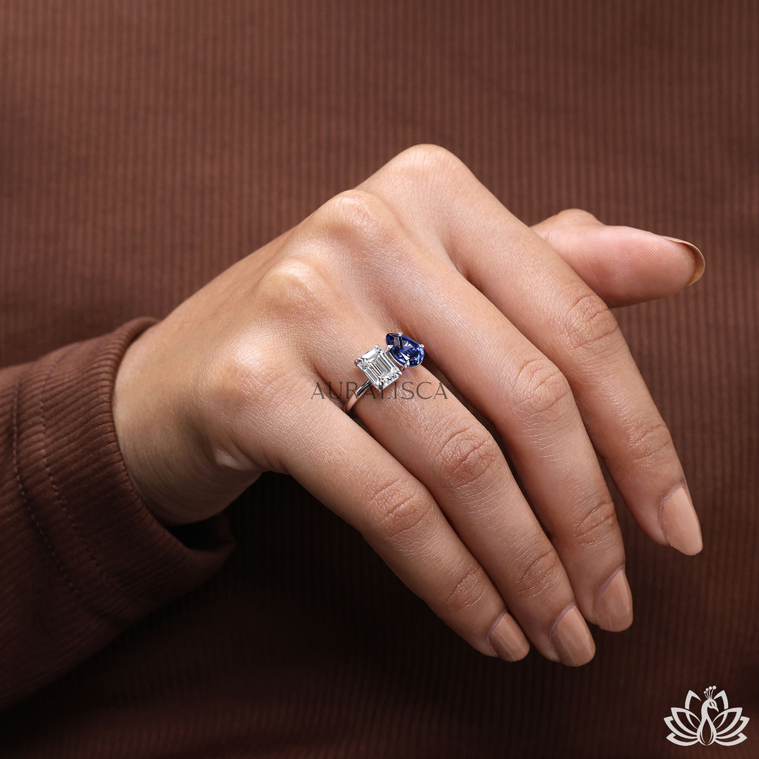 Emerald Solitaire Diamond Ring (Classic) - Lab Grown