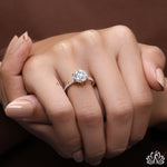 Load image into Gallery viewer, Round Solitaire Diamond Ring (Pavé Band) - Lab Grown