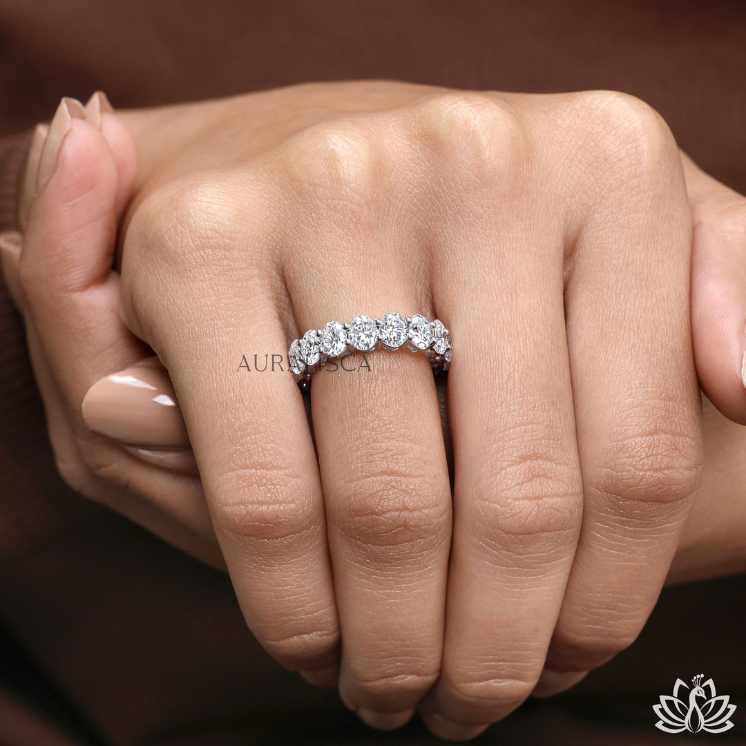 Oval Eternity Diamond Ring (Luxury Band) - Moissanite Diamond