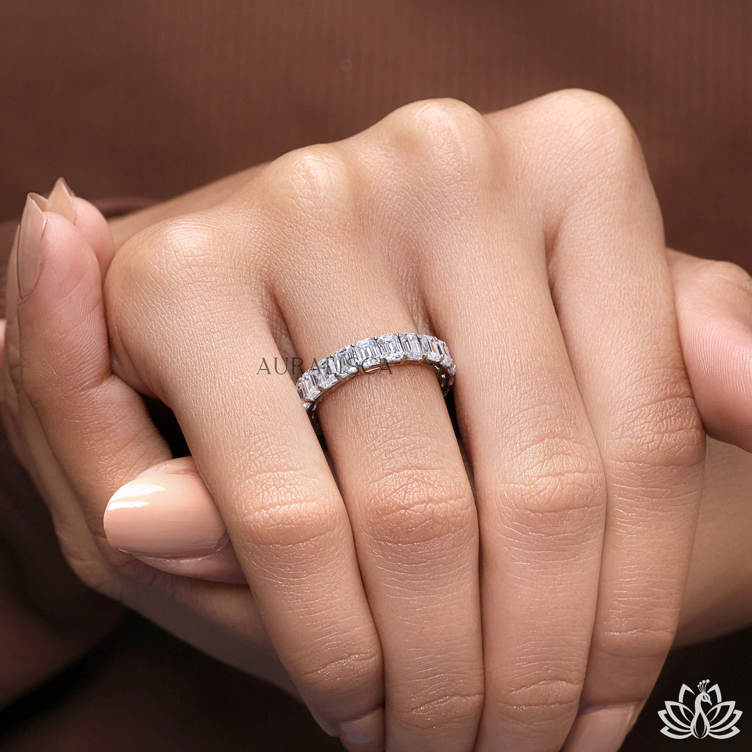 Emerald Diamond Eternity Ring - Moissanite Diamond
