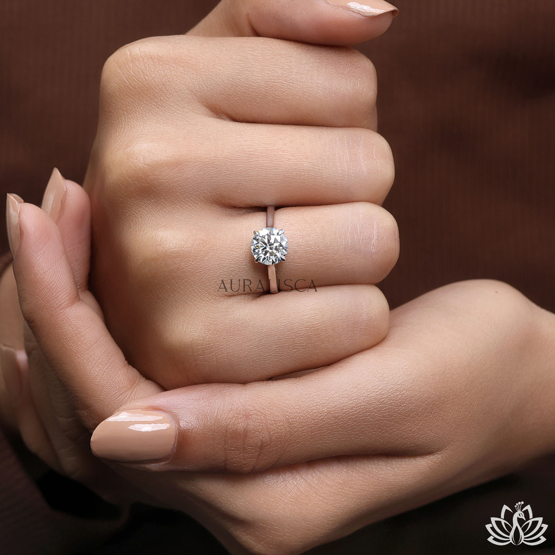Round Solitaire Diamond Engagement Ring (Classic Prong) - Lab Grown