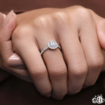 Load image into Gallery viewer, Round Halo Diamond Engagement Ring (Pavé Band) - Lab Grown