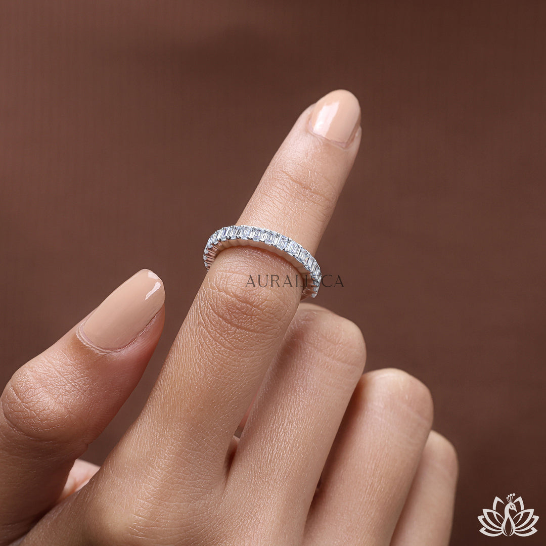 Emerald Eternity Diamond Band - Lab Grown