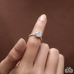 Load image into Gallery viewer, Round Solitaire Diamond Ring (Pavé Band) - Lab Grown