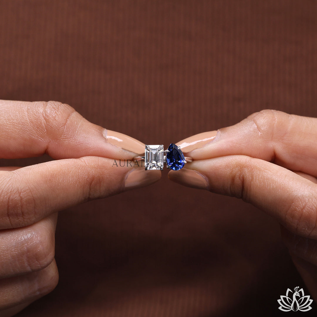 Emerald Solitaire Diamond Ring (Classic) - Lab Grown