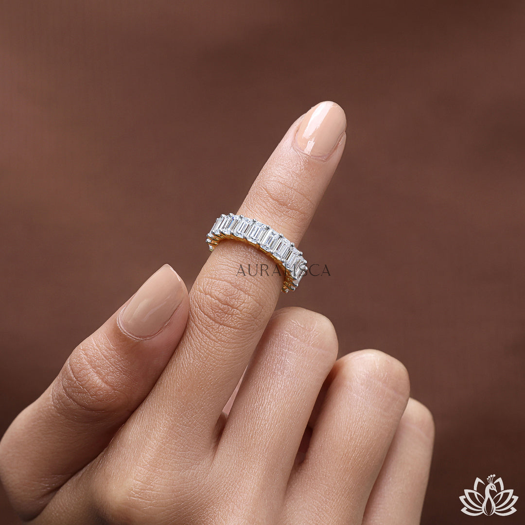 Emerald Full Eternity Diamond Ring - Lab Grown