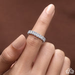 Load image into Gallery viewer, Emerald Diamond Eternity Ring - Moissanite Diamond