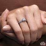 Load image into Gallery viewer, Round Solitaire Diamond Ring (Double Pavé Band) - Lab Grown