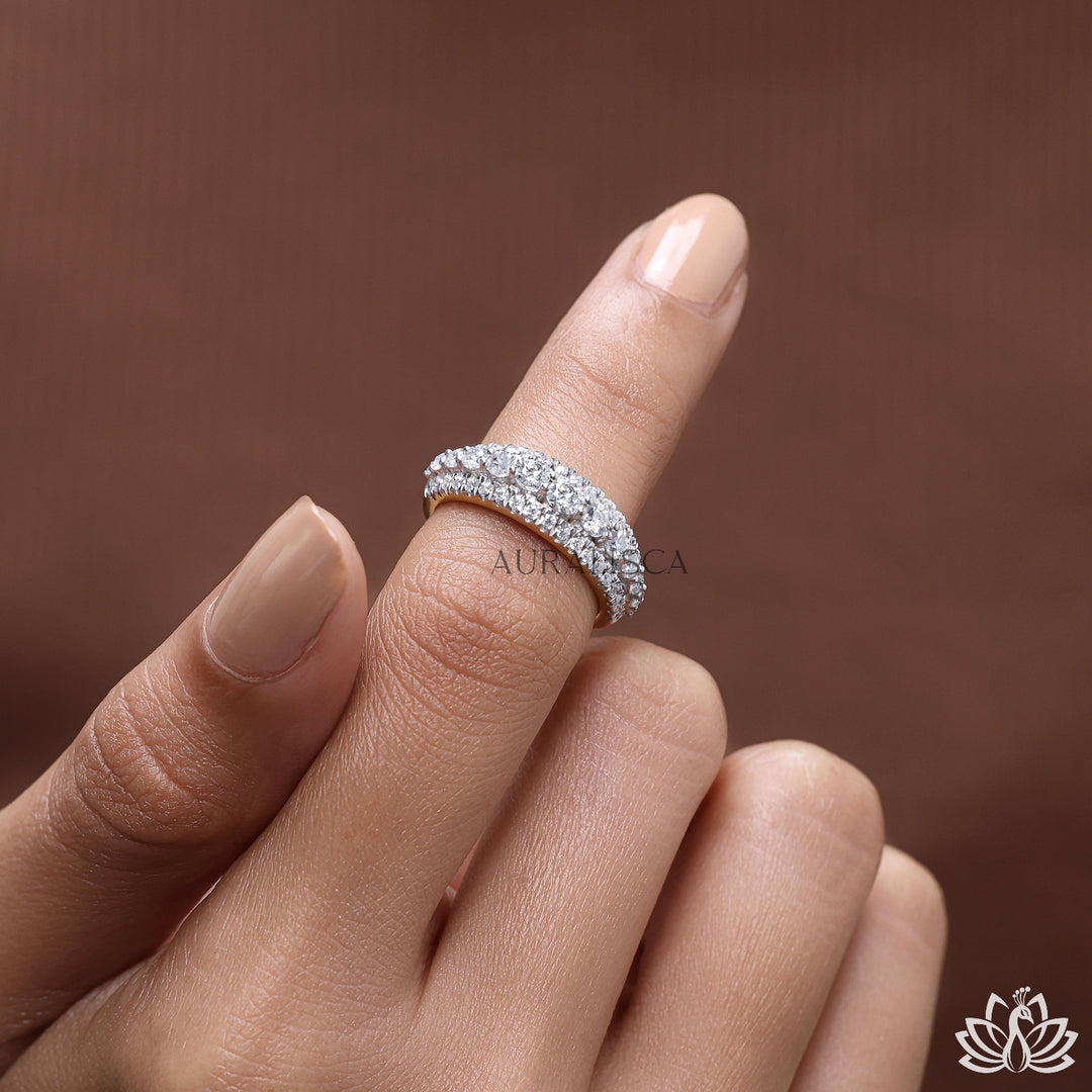 Round Statement Diamond Band Ring - Lab Grown