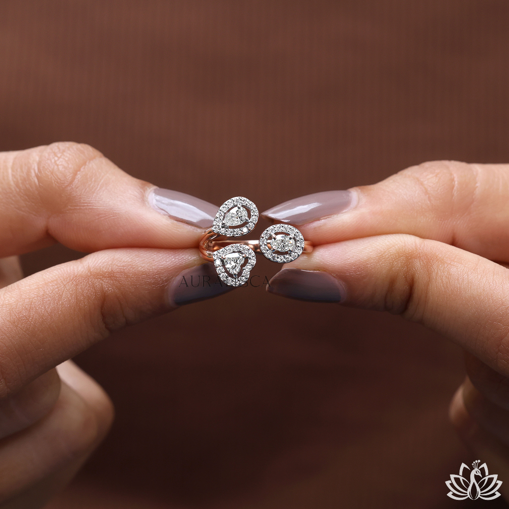 Heart, Pear & Oval Halo Engagement Ring - AJR073