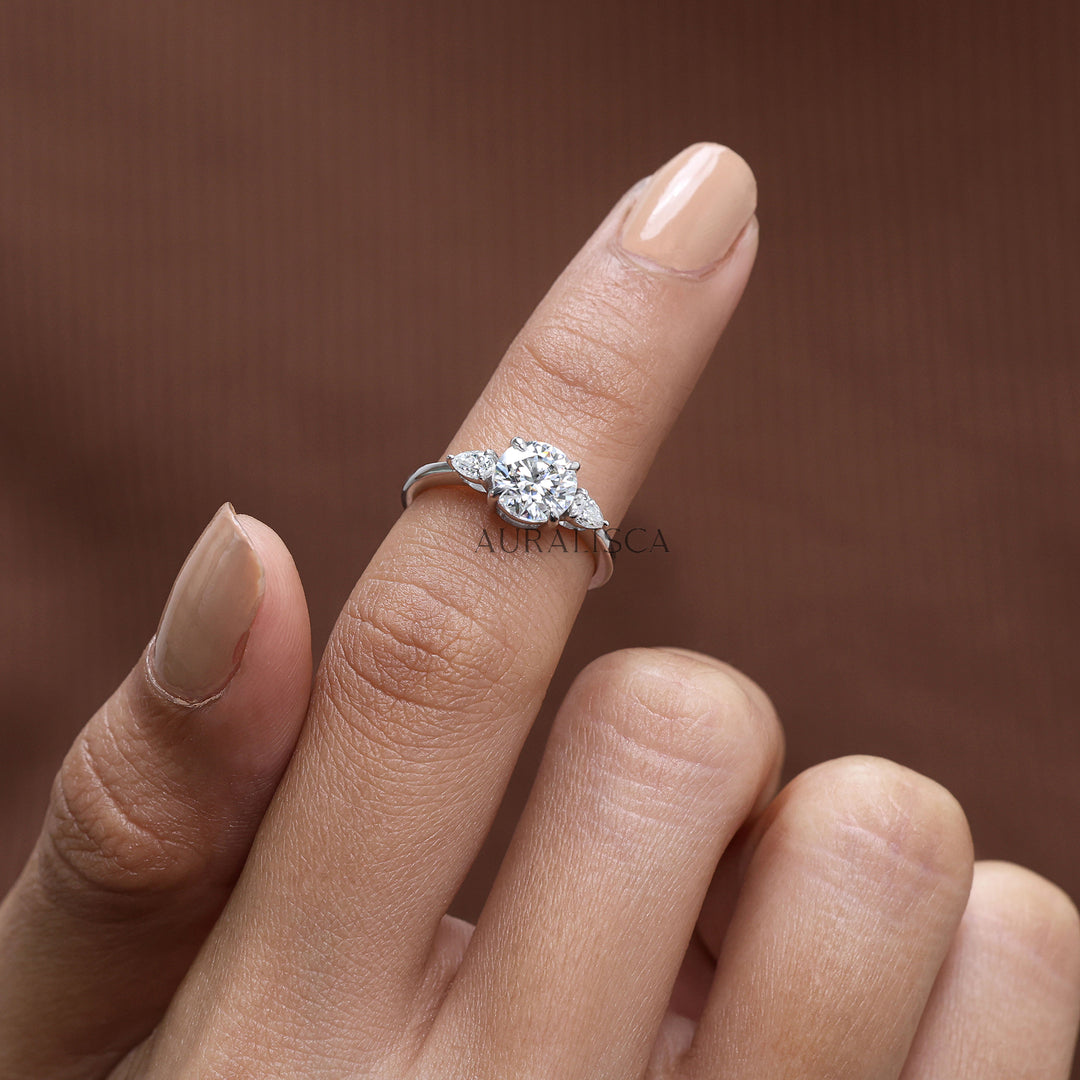 Round Three Stone Diamond Ring -  Lab Grown