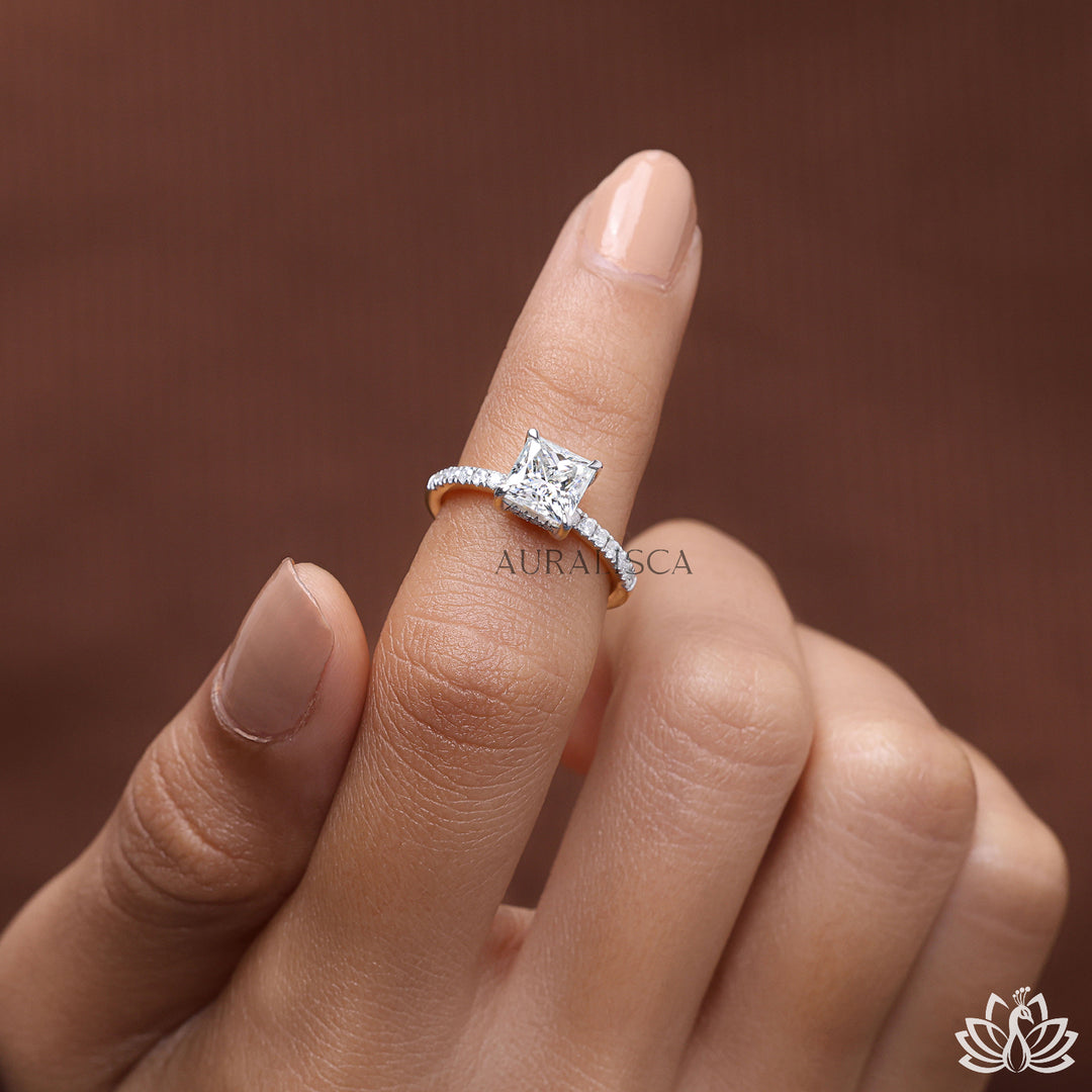 Princess Solitaire Diamond Engagement Ring - Lab Grown
