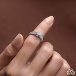Load image into Gallery viewer, Round Solitaire Diamond Ring (Double Pavé Band) - Lab Grown