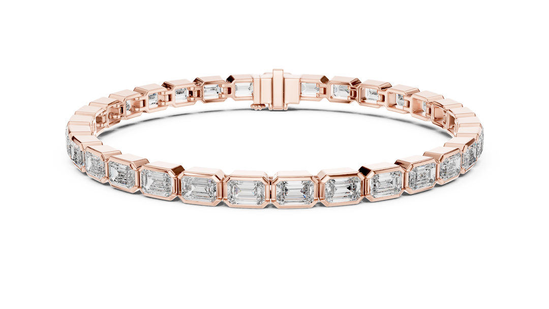 Sophisticated Art Deco Inspired Bezel Set Emerald Diamond Line Bracelet - AJBR1009