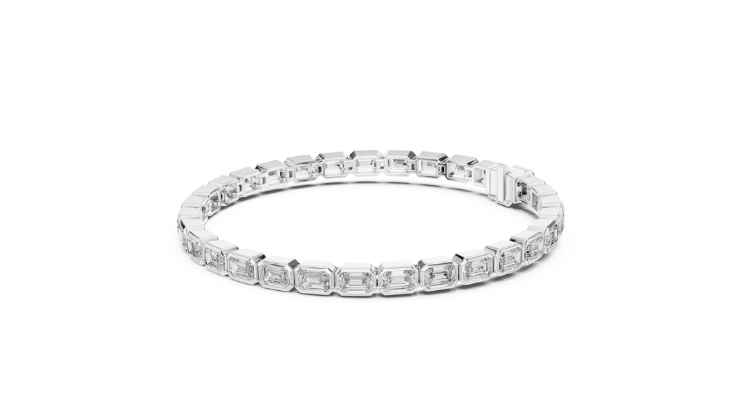 Sophisticated Art Deco Inspired Bezel Set Emerald Diamond Line Bracelet - AJBR1009