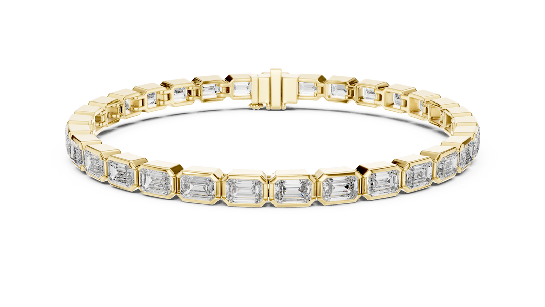 Sophisticated Art Deco Inspired Bezel Set Emerald Diamond Line Bracelet - AJBR1009