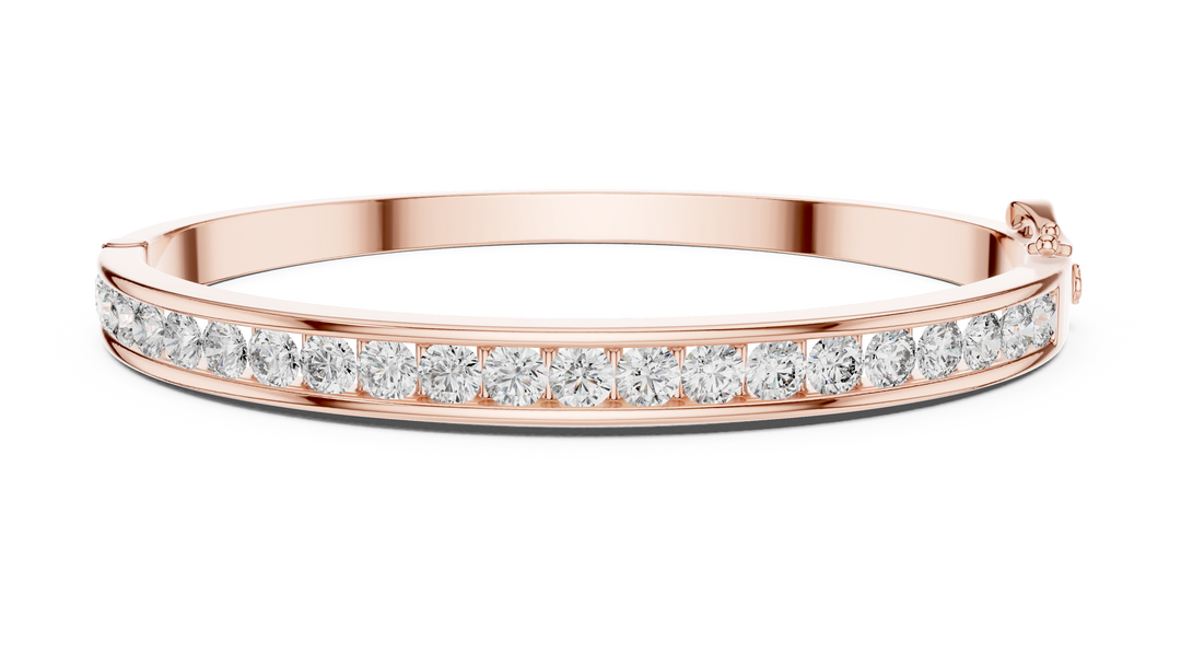 Elegant Channel Set Round Diamond Hinged Bangle Bracelet - AJBR1010