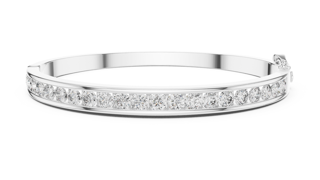 Elegant Channel Set Round Diamond Hinged Bangle Bracelet - AJBR1010
