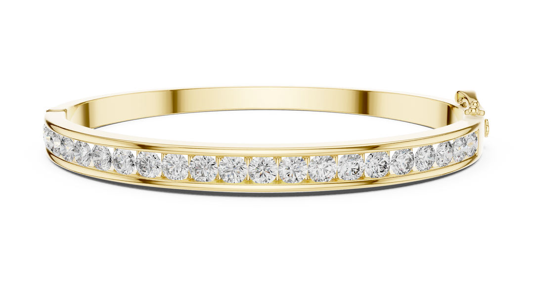 Elegant Channel Set Round Diamond Hinged Bangle Bracelet - AJBR1010