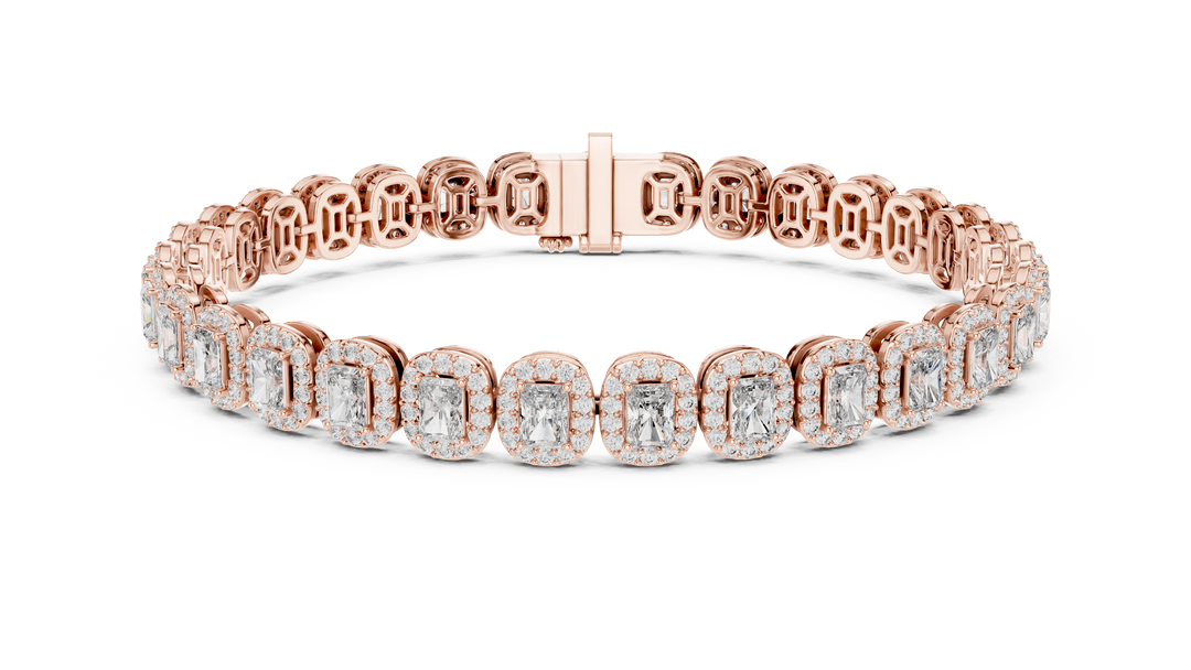 Opulent Radiant Cut Diamond Soft Square Halo Line Bracelet - AJBR1011