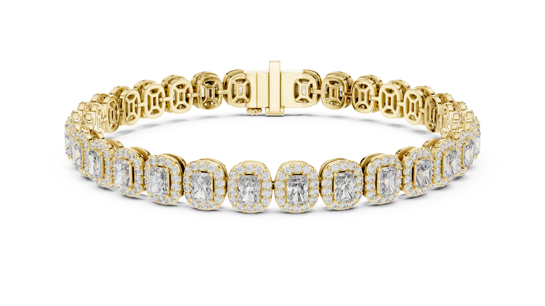Opulent Radiant Cut Diamond Soft Square Halo Line Bracelet - AJBR1011