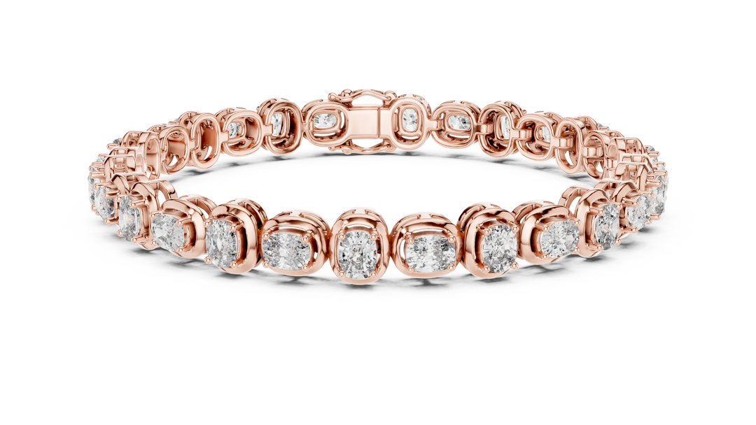 Sophisticated Bezel Set Oval Diamond Eternity Line Bracelet - AJBR1013