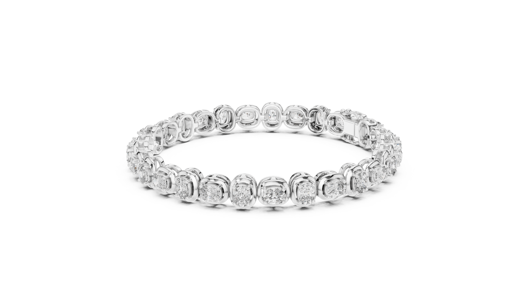 Sophisticated Bezel Set Oval Diamond Eternity Line Bracelet - AJBR1013