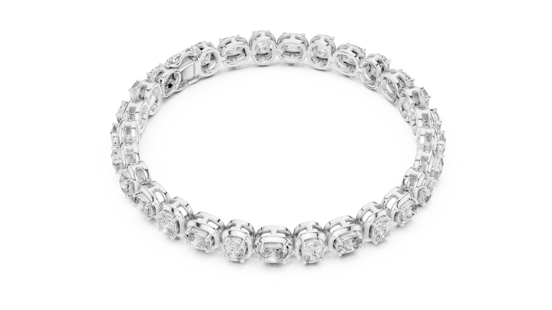 Sophisticated Bezel Set Oval Diamond Eternity Line Bracelet - AJBR1013