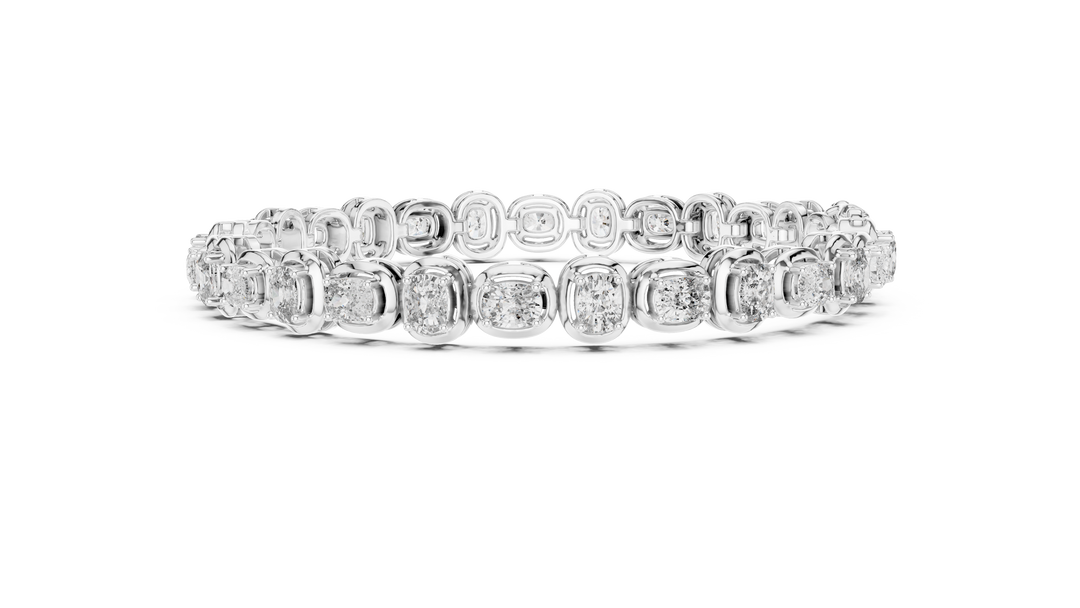 Sophisticated Bezel Set Oval Diamond Eternity Line Bracelet - AJBR1013